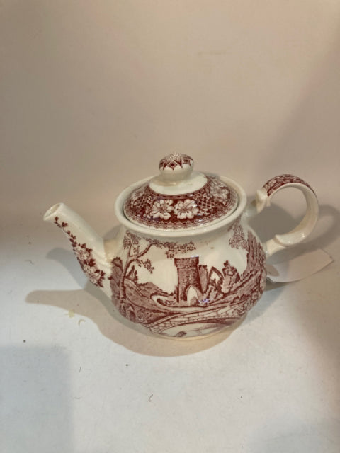 Sadler Vintage White/Red Tea Pot