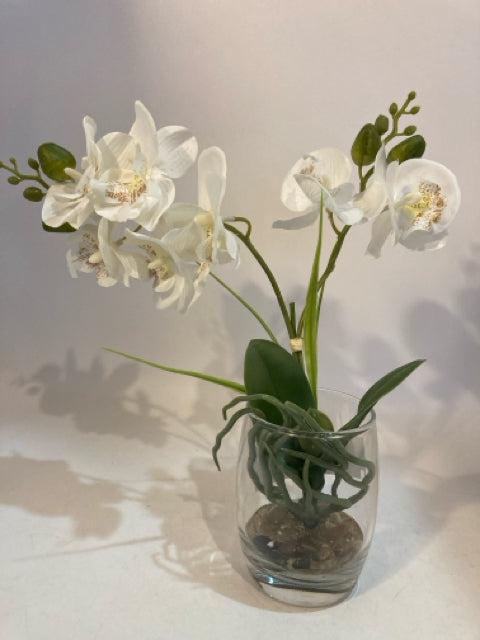 Clear/White Glass Orchids Vase