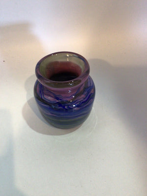 Hand Blown Green/Purple Glass Swirl Vase