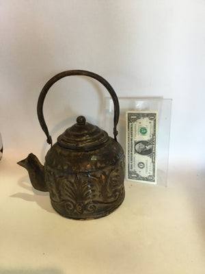 Tea Pot Hammered Metal Rustic Misc
