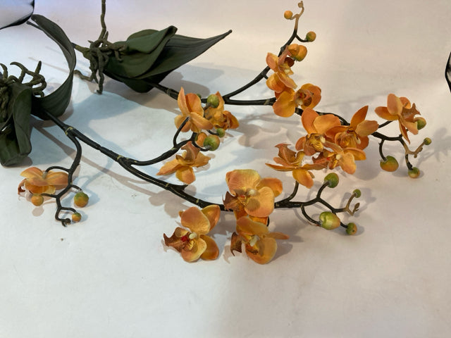 Set of 2 Orange/Green Faux Flowers