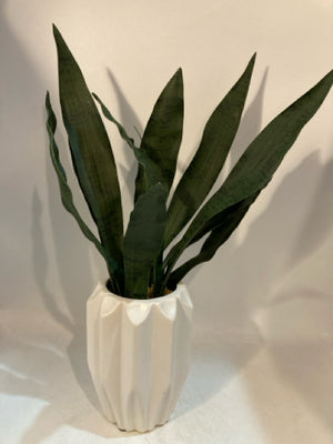 Potted Green & White Faux Plant