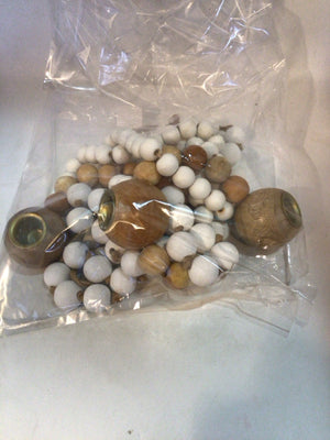 Brown/White Wood Beads 3 piece Misc