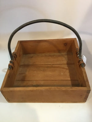 Handled Wood/Metal Brown Box