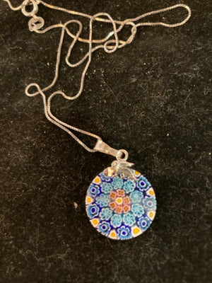 Metal Blue Flower Necklace