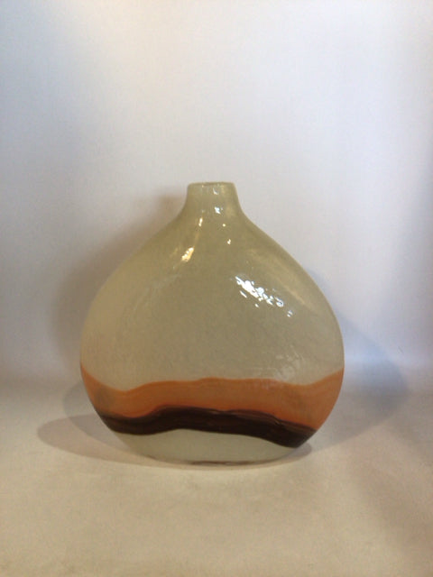 Cream/Orange Glass Circle Vase