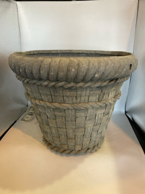 Gray Resin Basketweave Planter