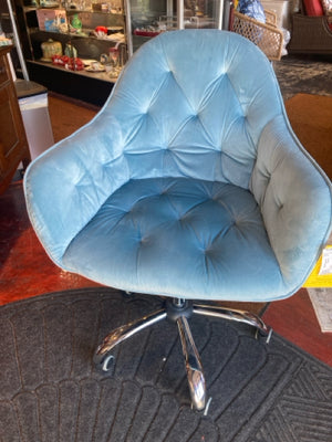 Office Velour Rolling Tufted Blue Chair