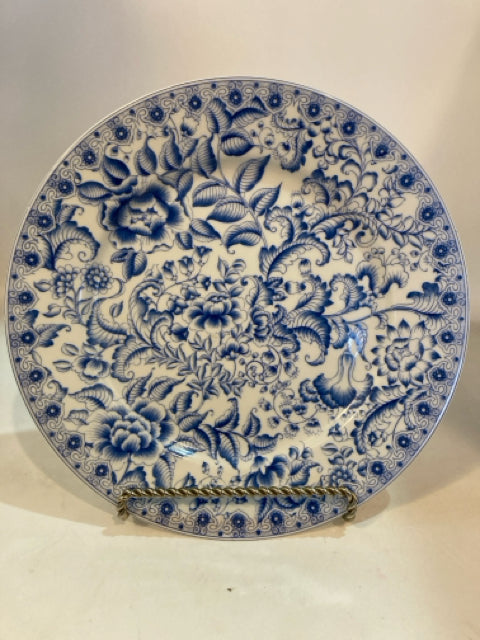 Plate Blue/White Porcelain Flowers Decoration