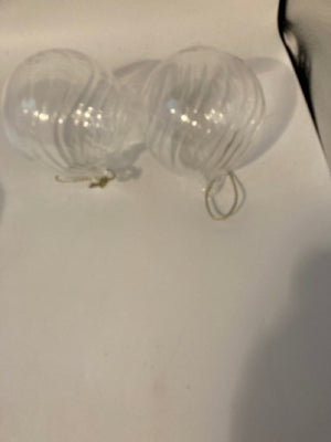 Restoration Hrd. Pair Clear Glass Ornaments Ball Holiday Item