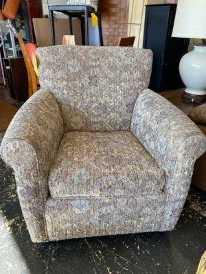 Swivel Polyester Damask Brown/Gray Chair