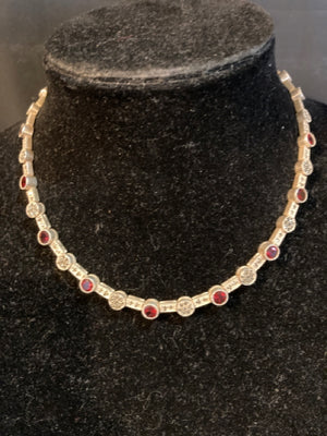 Red Links Marcasite Necklace