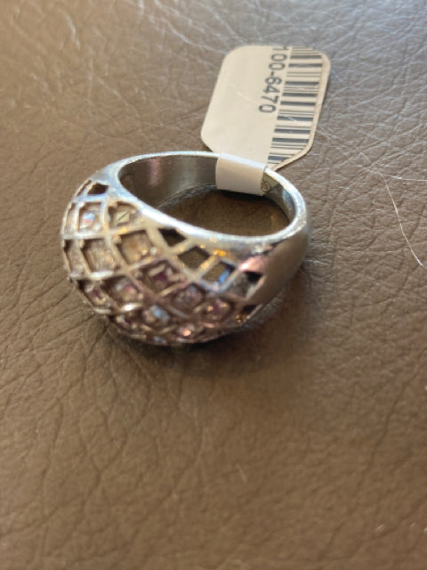 Brighton Silver Black Cabochon Pave Ring