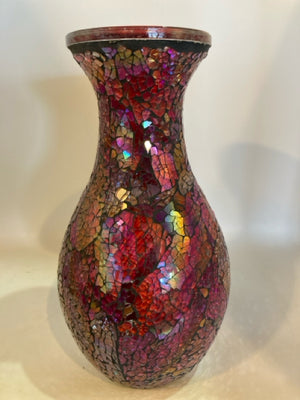 Mosaic Red Stained Glass Vase