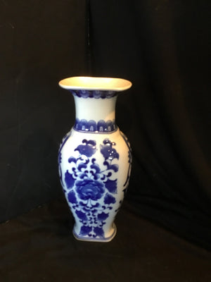 Bombay Co. Blue & White Ceramic Floral Vase
