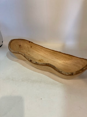 Curved Natural Wood Oblong Bowl