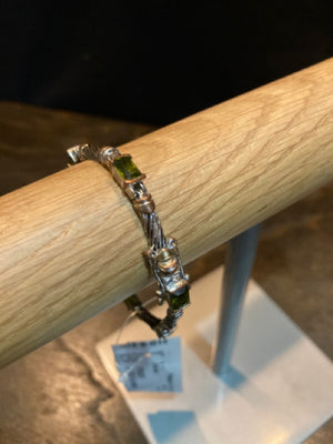 Mixed Metal Green Bracelet