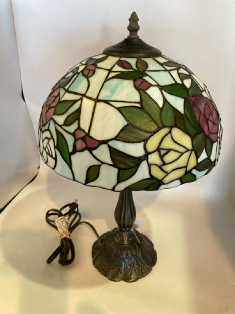 Tiffany Multi-Color Stained Glass Floral Lamp