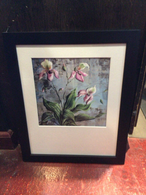 Green/Purple Orchids Framed Art