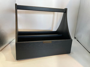 Magnolia Home Handled Wood Shoe Shine Kit Divided Black Box