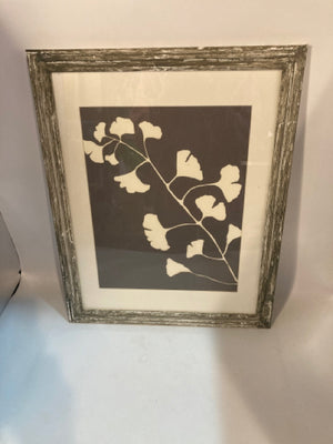 Tan/Gray Ginko Leaves Framed Art