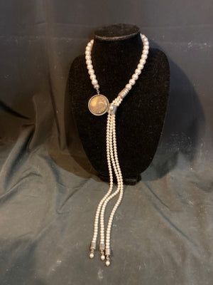Sterling Silver Beaded Pearl Necklace