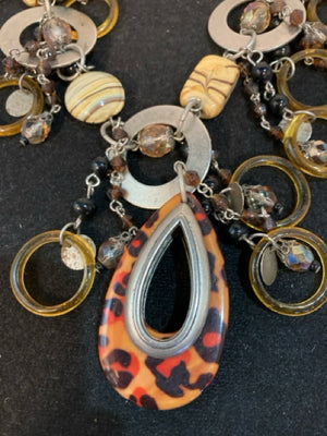 Orange/Black Beads Necklace