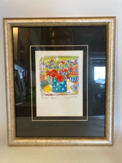 Signed Multi-Color Bouquet Pitcher Framed Art