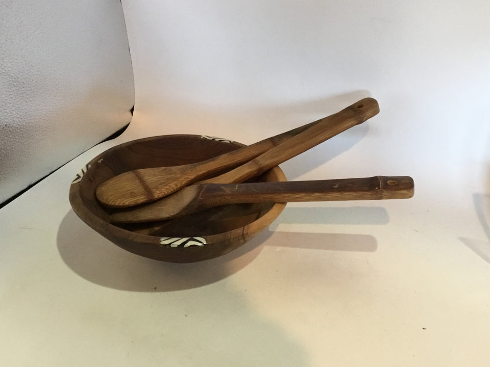 Vintage Utensils Bamboo Wood w/bowl Misc