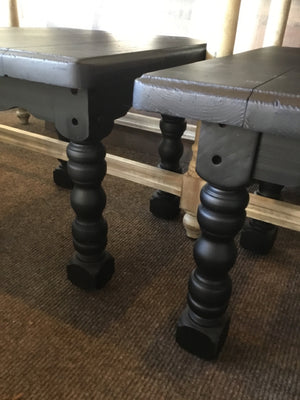 Pair End Wood Chunky Vintage Black Table
