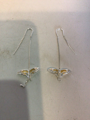 Yellow/Silver Butterfly Earrings