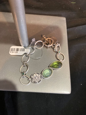 Lia Sophia Silver/Green Chain Bracelet