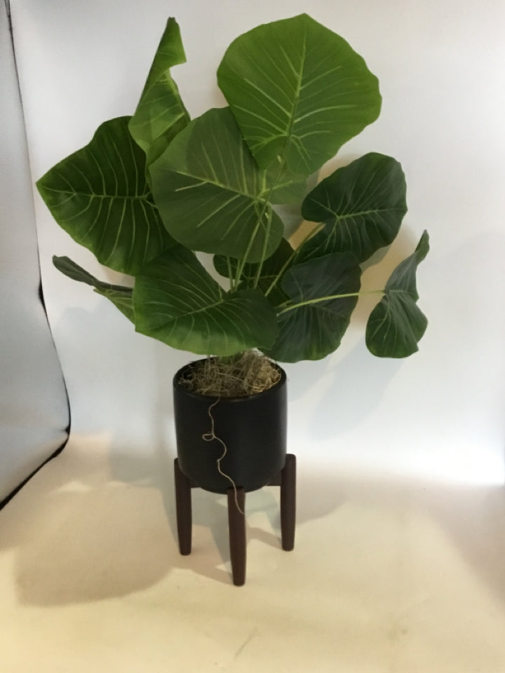 Brown Planter Pedestal Faux Plant