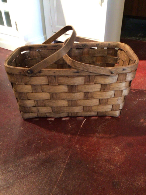 Brown Wood Handled Basket