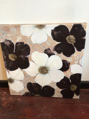 Ballard Designs Modern Tan/Black COA Floral Stretch Canvas