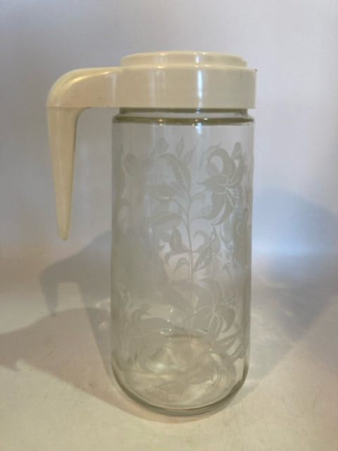 Tang Etched Glass Flowers Pitcher