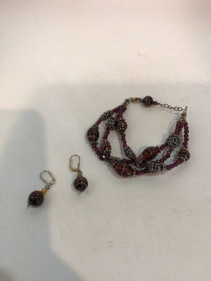 Brown/Red Pierced Beads Jewelry Set