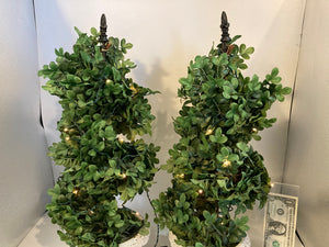 Battery Operated Green Pre-Lit Pair Faux Plant
