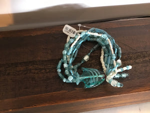 Blue/White Fish Beads Bracelet