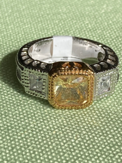 Yellow Multi Rhinestone Ring