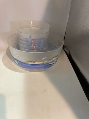 Frosted Plastic Ocean Scape Bowl Set