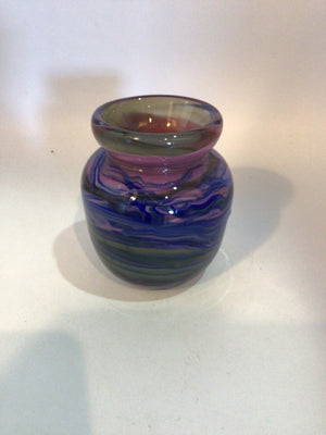 Hand Blown Green/Purple Glass Swirl Vase