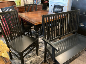 Arhaus Expandable Wood 4 Chairs W/bench Brown/black Table & Chairs