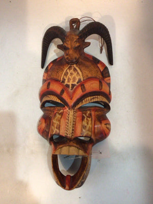 Ethnic Red/Brown Wood Mask Mask