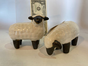 Global Views Bronze/Cream Clay Sheep Pair Figurine