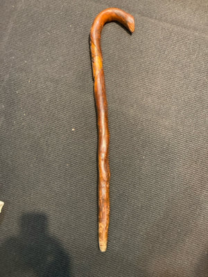 Hand Carved Brown Wood Cane