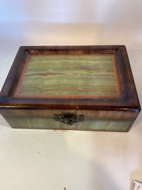 Vintage Laquered Green/Brown Box