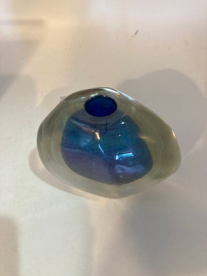 Hand Blown Clear/Blue Glass Vase