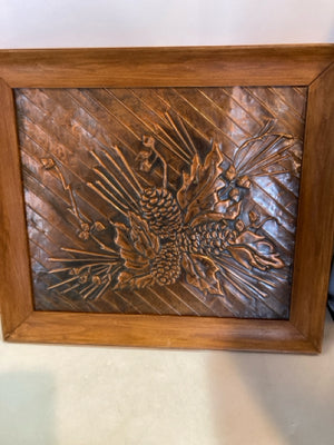 Hand Crafted Copper Pine Cone Framed Art