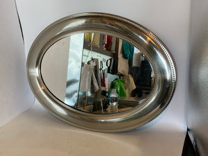 Wall Silver Metal Oval Mirror